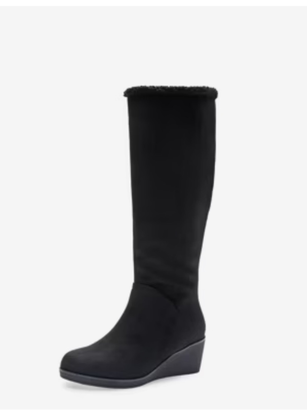 Aerosoles Womens Binocular Black faux fur textile wedge boots 9.5 wide NEW